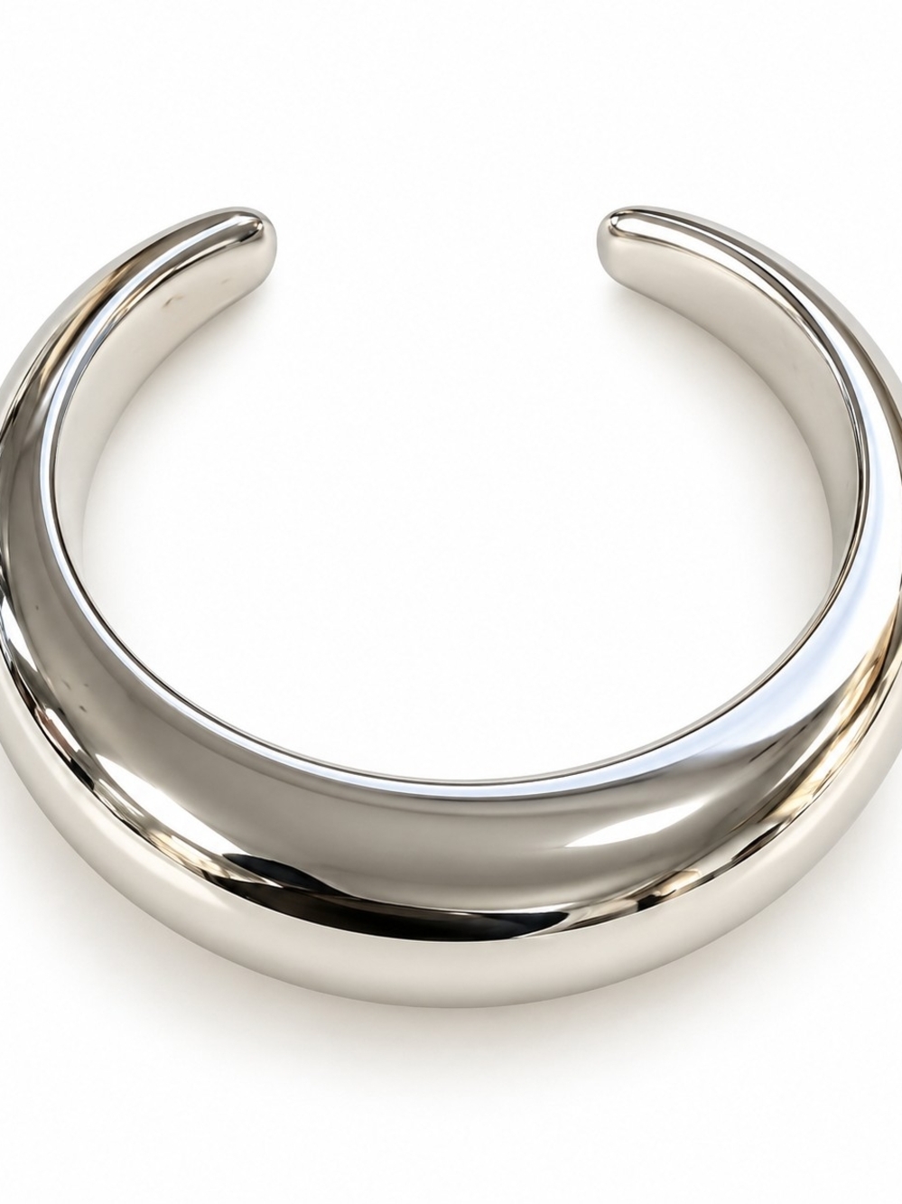 Polished Silver-Tone Chunky Cuff Bracelet - Women Accessories - Picture 5 of 5